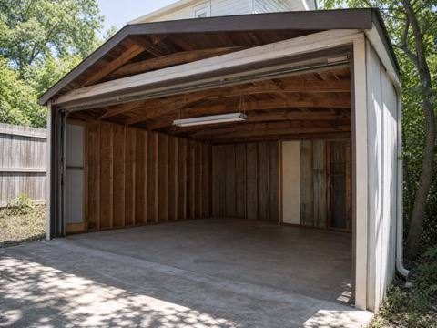 Empty swept garage after a Junk Jokers cleanout